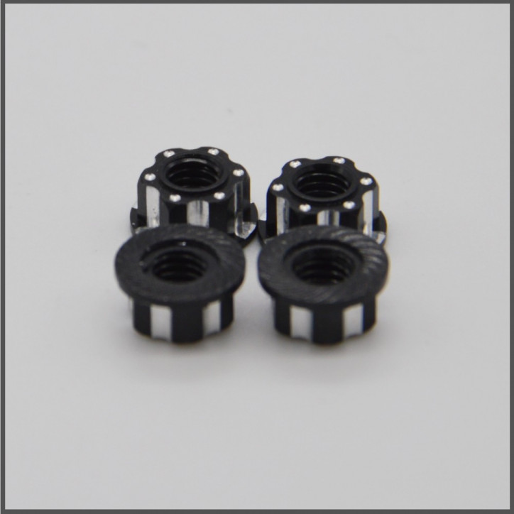 Milled nut 4mm black (BLI250)