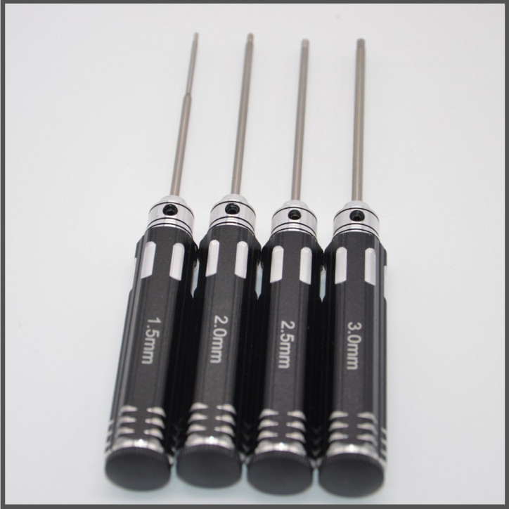 Titanium wrenches kit 1,5/2,0/2,5/3,0 mm - light - black/silver