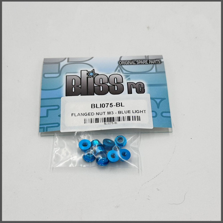 Flanged nut m3 blue light (BLI075BL)