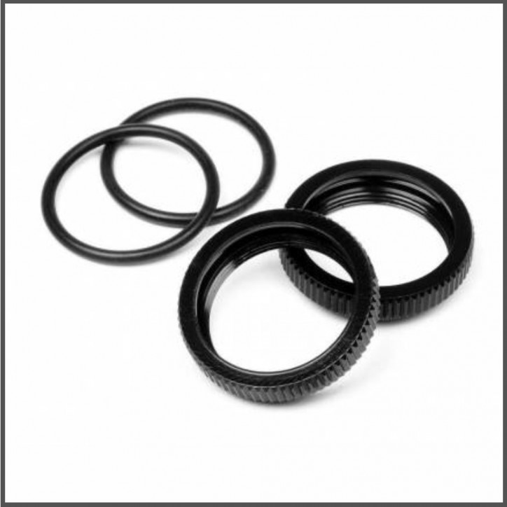 Big bore shock spring adjust nut (black/2pcs) (HB67528)