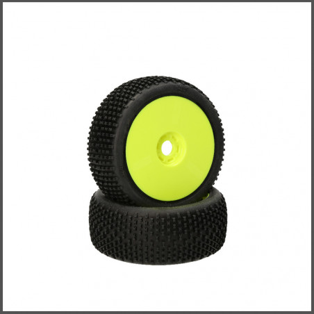 Hb khaos mounted tire (white/yellow wheel/1:8 buggy)