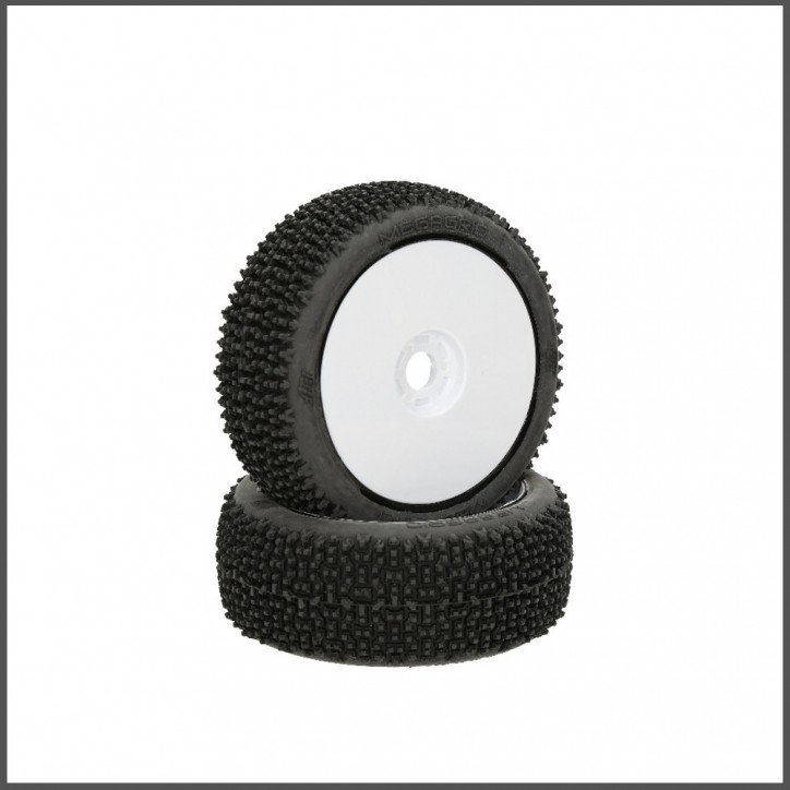 Hb megagrid mounted tire (white/white wheel/1:8 buggy) (HB204288)