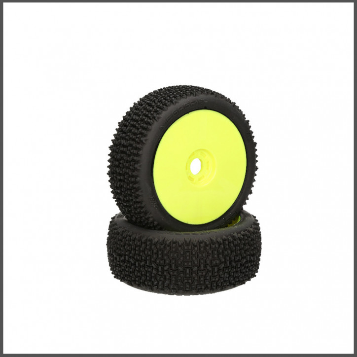 Hb megagrid mounted tire (white/yellow wheel/1:8 buggy) (HB204291)