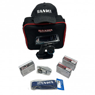 Sanwa M17 Limited Edition Blue + 493i + 1 receiver + 1 servo + bag + cap +  transmitter collar belt (101A33071A)