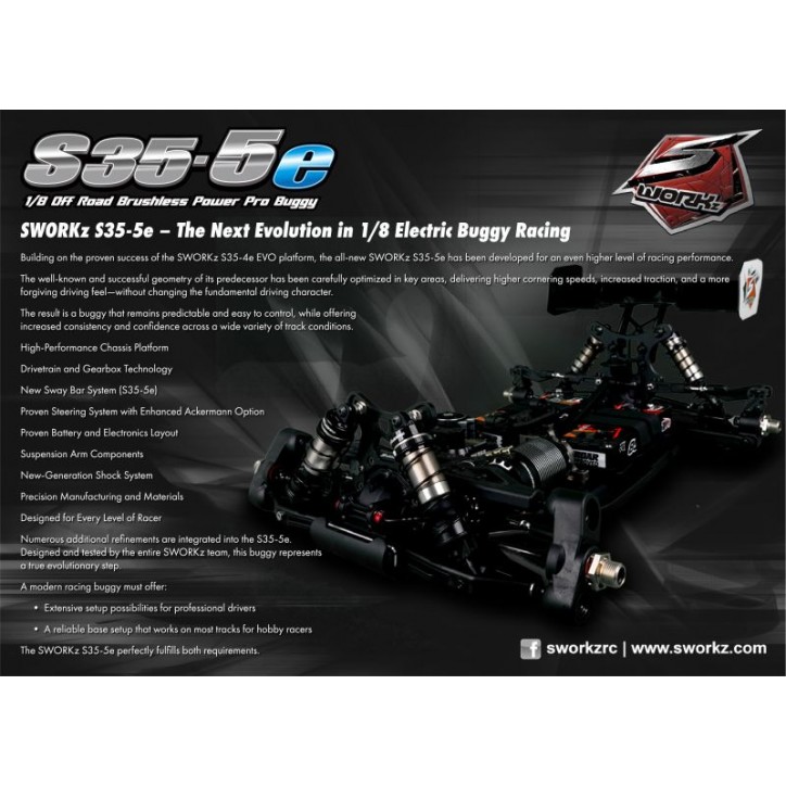 PRE-ORDER SWORKz S35-5e 1/8 BrushLess Power Pro Buggy Kit (SW910051)