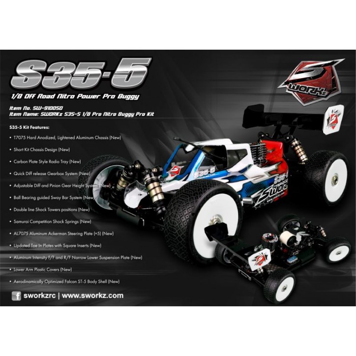 PRE-ORDER SWORKz S35-5 1/8 Pro Nitro Buggy Pro Kit (SW910050)