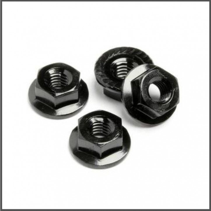 Wheel nut m4 serrated (black/4pcs) (HB61094)