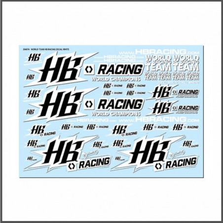 WORLD TEAM HB RACING DECALS WHITE SPARE PARTS HB